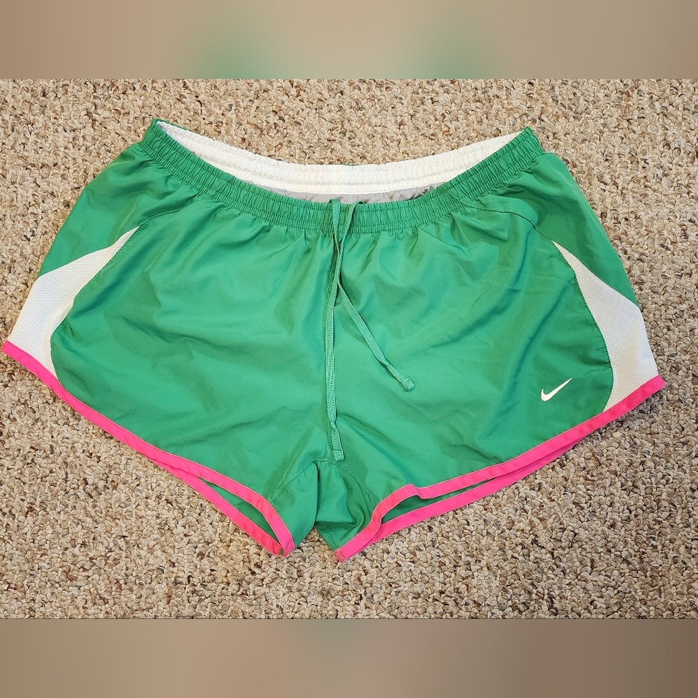 Nike Women's Green and Pink Dri-fit Shorts Sz L
